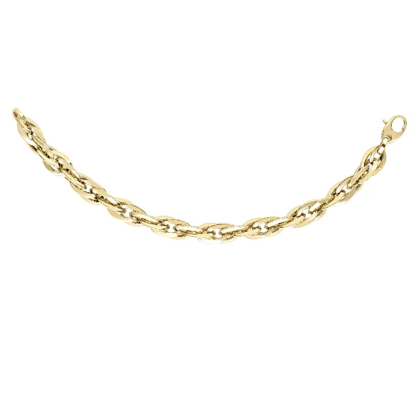 gold-plated figaro chain 14K Gold Polished Graduated Double Oval Link Chain