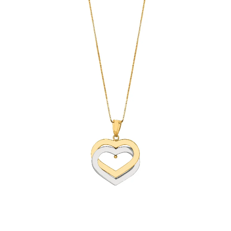 sterling silver braided ring 14K Gold Polished Interlocking Hearts Necklace
