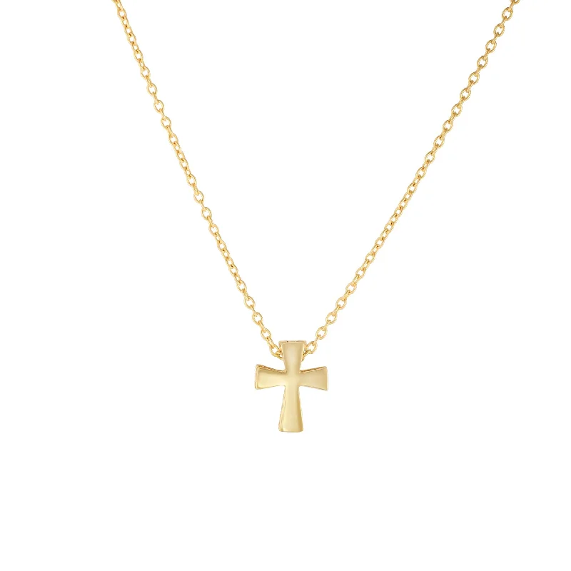 adjustable charm necklace 14K Gold Polished Mini Cross Necklace