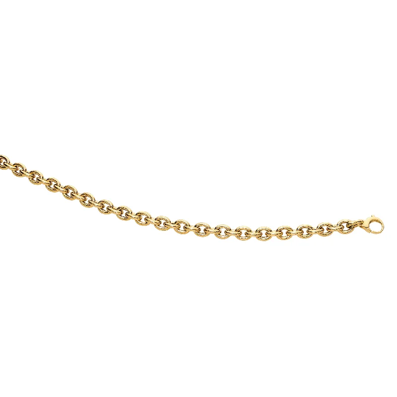 boho macrame bead anklet 14K Gold Polished Oval Cable Link Chain