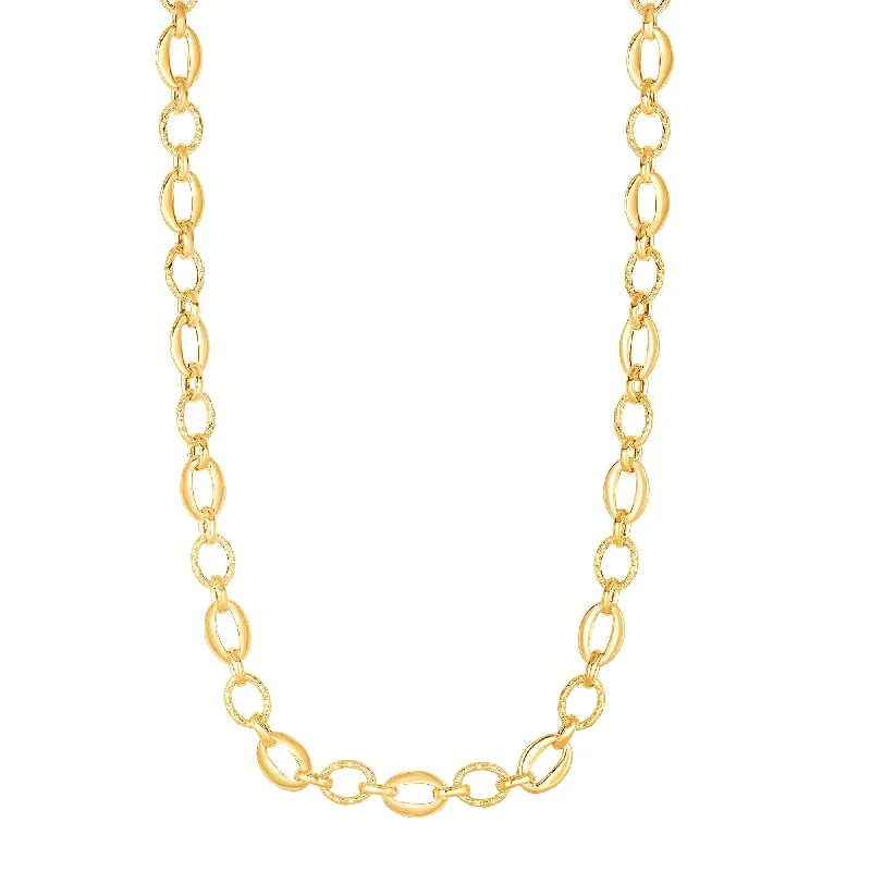 vintage diamond pendant necklace 14K Gold Polished Oval & Diamond Cut Link Chain