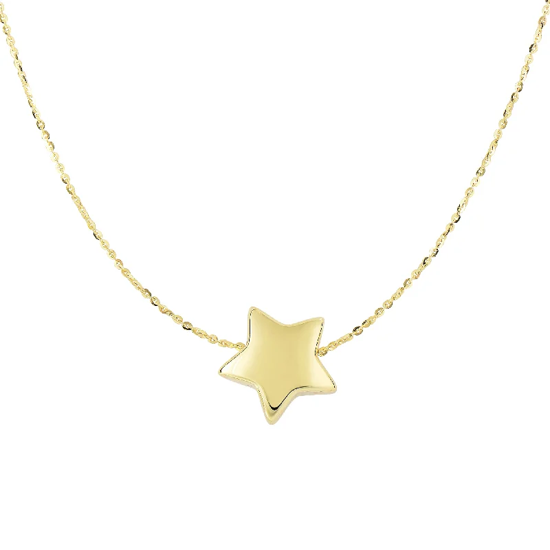 gold moonstone cocktail ring 14K Gold Polished Puffed Star Necklace