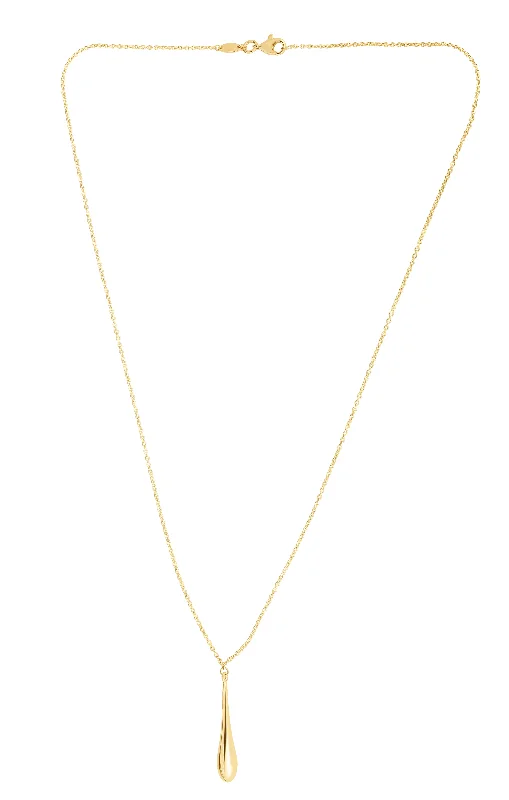 vintage-style diamond halo ring 14K Gold Polished Tear Drop Necklace