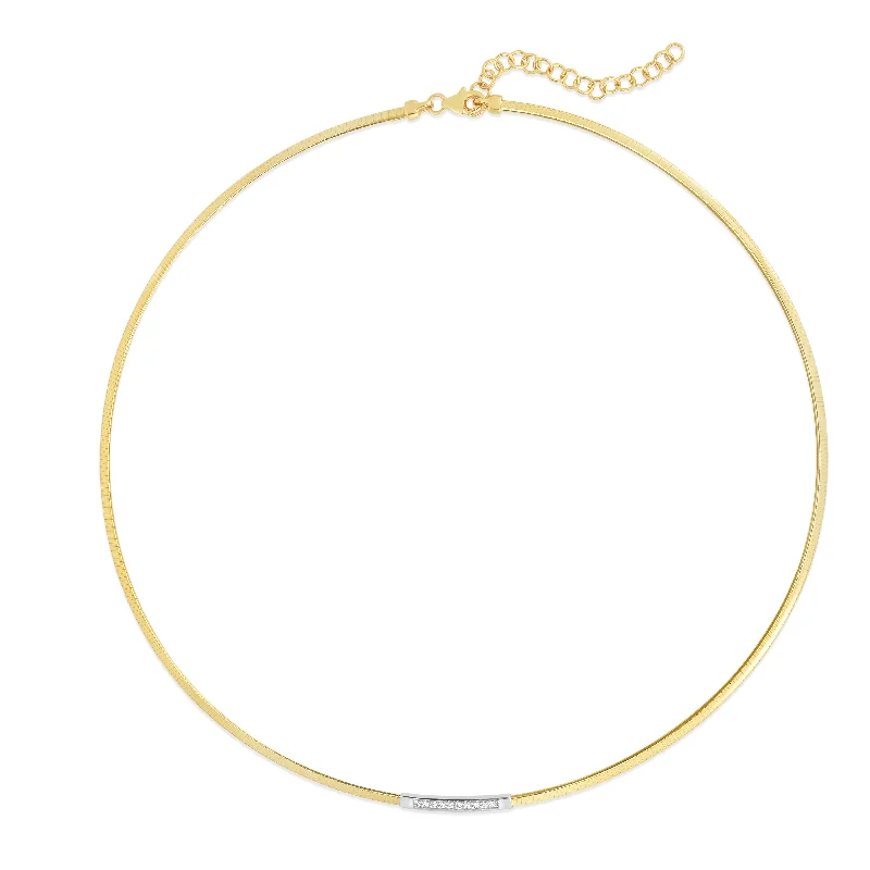adjustable moon phase bracelet 14K Gold Skinny Omega Diamond Bar Necklace