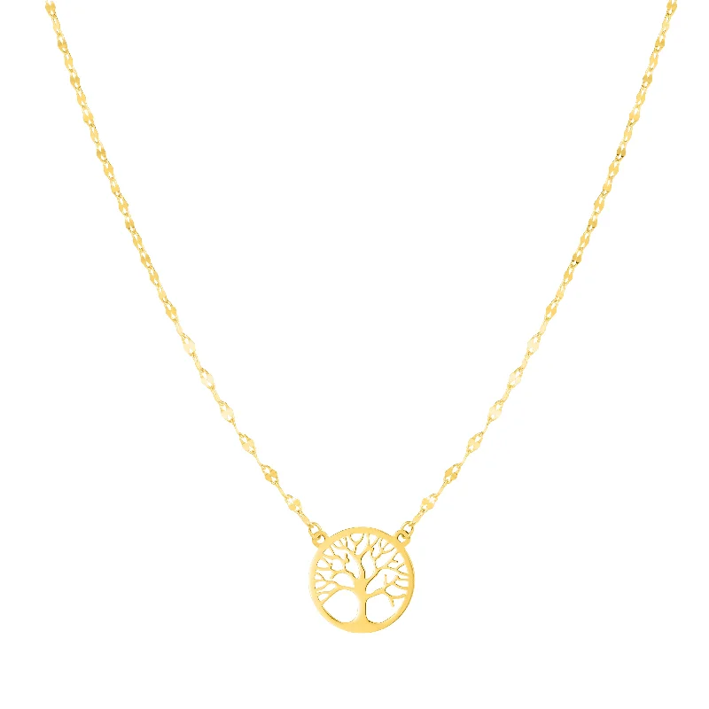 gold daisy stud earrings 14K Gold Tree of Life on Mirror Chain Necklace