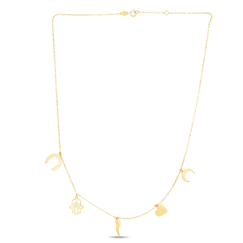 minimalist wedding band set 14K Gold Trend Charm Dangle Necklace