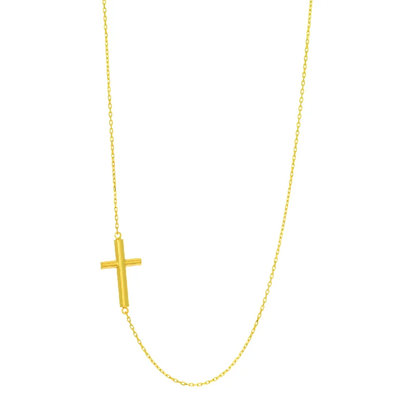 dainty beaded stretch bracelet 14K Gold Tube Cross Necklace