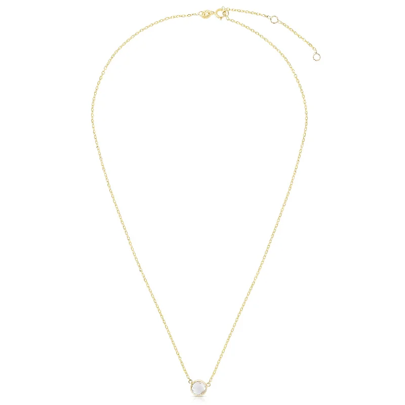 white topaz stacking rings 14K Gold & White Topaz Solitaire Necklace