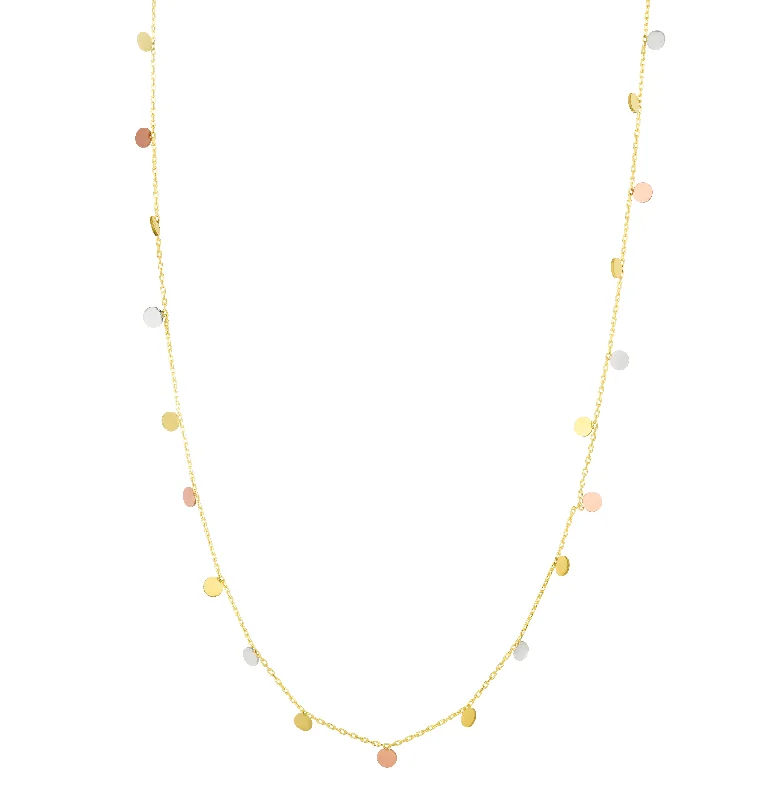 handmade wire-wrapped gemstone ring 14K Tricolor Dangling Circles Necklace