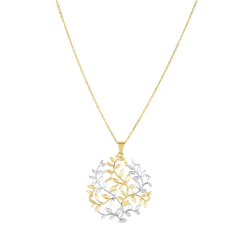 gold heart-shaped pendant necklace 14K Two-tone Gold Tree of Life Necklace