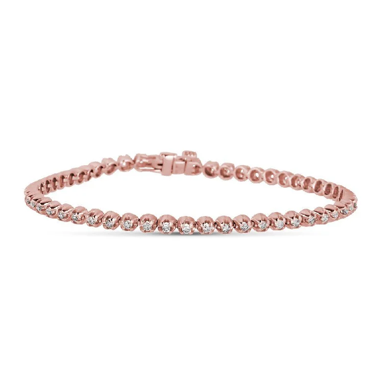 men’s rugged leather bracelet 14KT GOLD 1 CTW DIAMOND U-PRONG TENNIS BRACELET