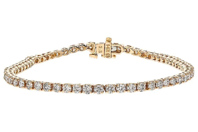 classic diamond solitaire necklace 14KT ROSE GOLD 4.00CTW DIAMOND TENNIS BRACELET