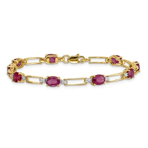 bezel set engagement ring modern 14KT YELLOW GOLD RUBY & DIAMOND BRACELET