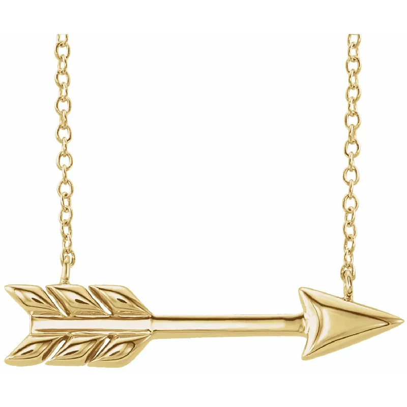 vintage filigree locket necklace 14k Yellow Gold Arrow Necklace