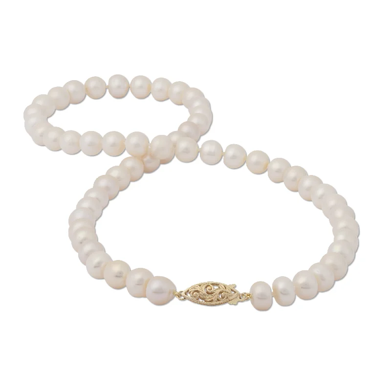 handcrafted turquoise necklace 18-19" Freshwater White Pearl Strand with Gold Clasp - 8-8.5mm handcrafted turquoise necklace 18-19" Freshwater White Pearl Strand with Gold Clasp - 8-8.5mm