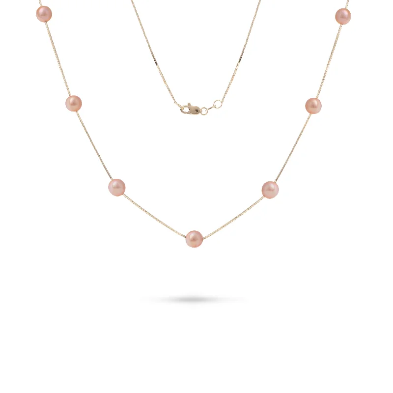 celestial lunar eclipse pendant 18" Freshwater Pearl Necklace in Gold - 5-6mm