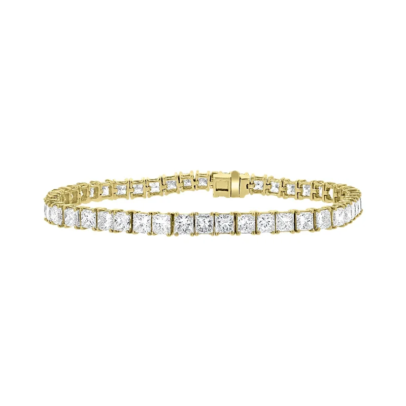 waterproof beach anklet stainless steel 18KT YELLOW GOLD 13.12 CARAT PRINCESS DIAMOND PRONG TENNIS BRACELET