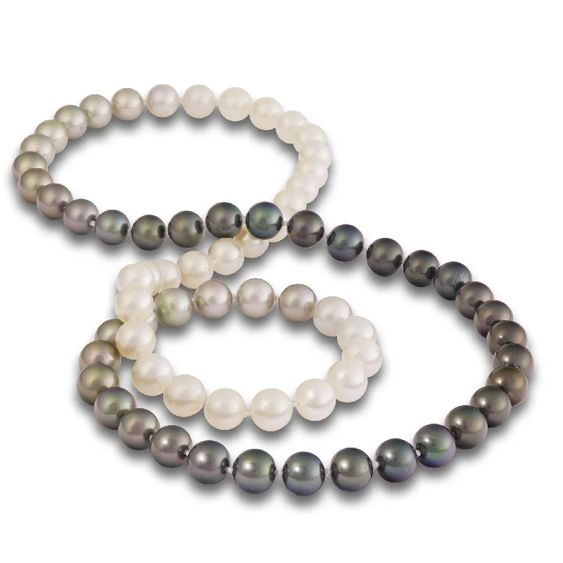 birthstone necklace for mom 33" South Sea White Pearl and Tahitian Black Pearl Strand - 9-11mm birthstone necklace for mom 33" South Sea White Pearl and Tahitian Black Pearl Strand - 9-11mm