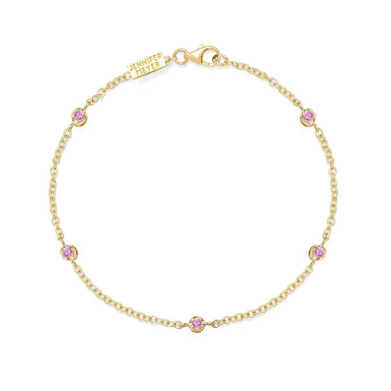 dainty gemstone chain bracelet 5 Illusion Set Pink Sapphire Accent Bracelet