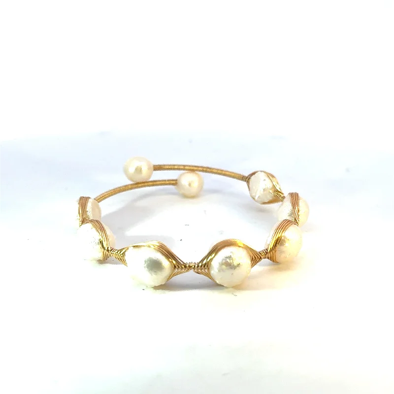 sapphire and diamond eternity ring 9 Pearl Freshwater Pearl Flex Cuff