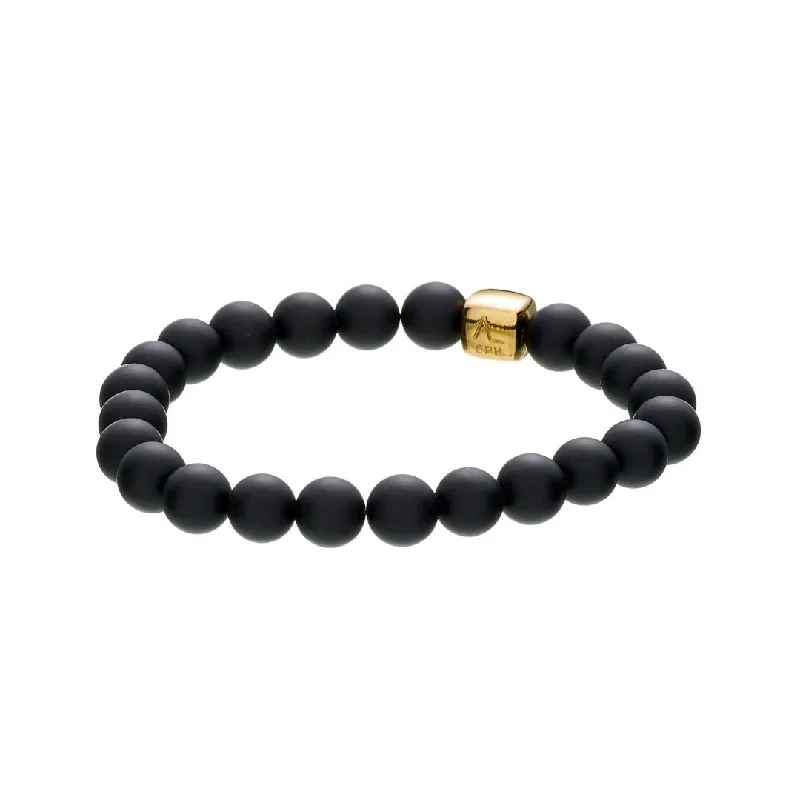 minimalist crystal quartz ring ColorUp (8mm) 18K Gold Bracelet w. Onyx