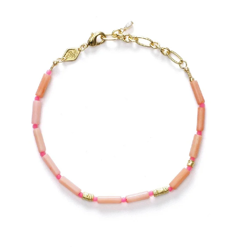 unique gemstone necklace handmade Malibu Pink-a-boo Gold Plated Bracelet w. Pink/Rose Beads unique gemstone necklace handmade Malibu Pink-a-boo Gold Plated Bracelet w. Pink/Rose Beads