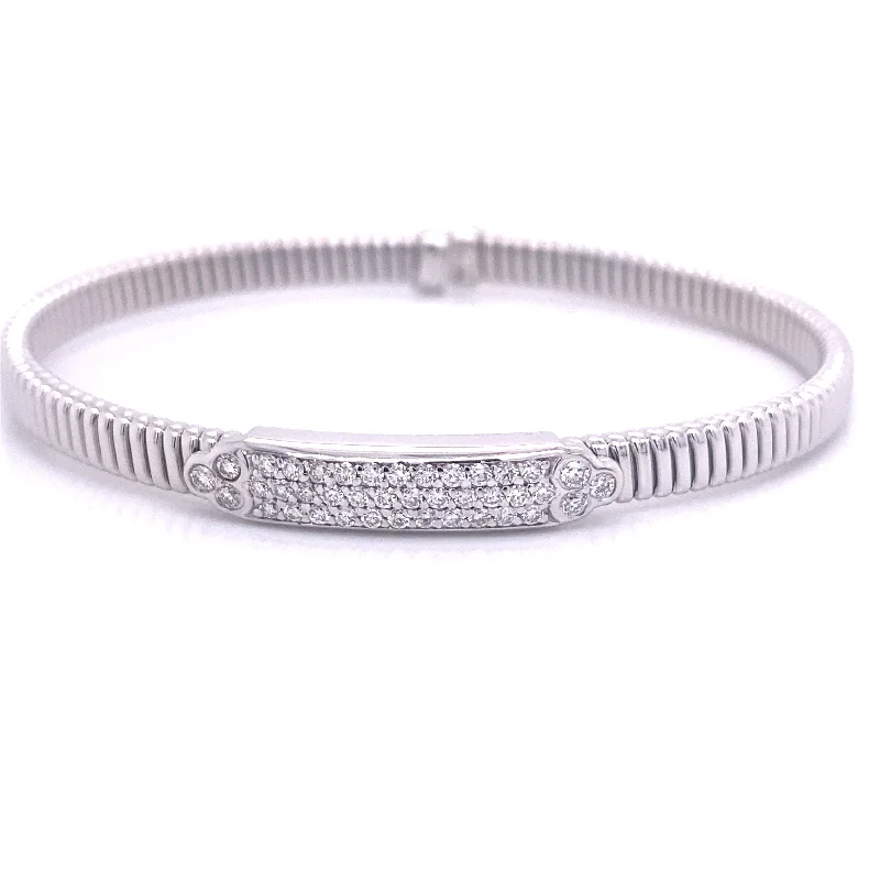 bold gothic skull necklace Bangle Diamond Bracelet in 18K White Gold (0.55ctw)