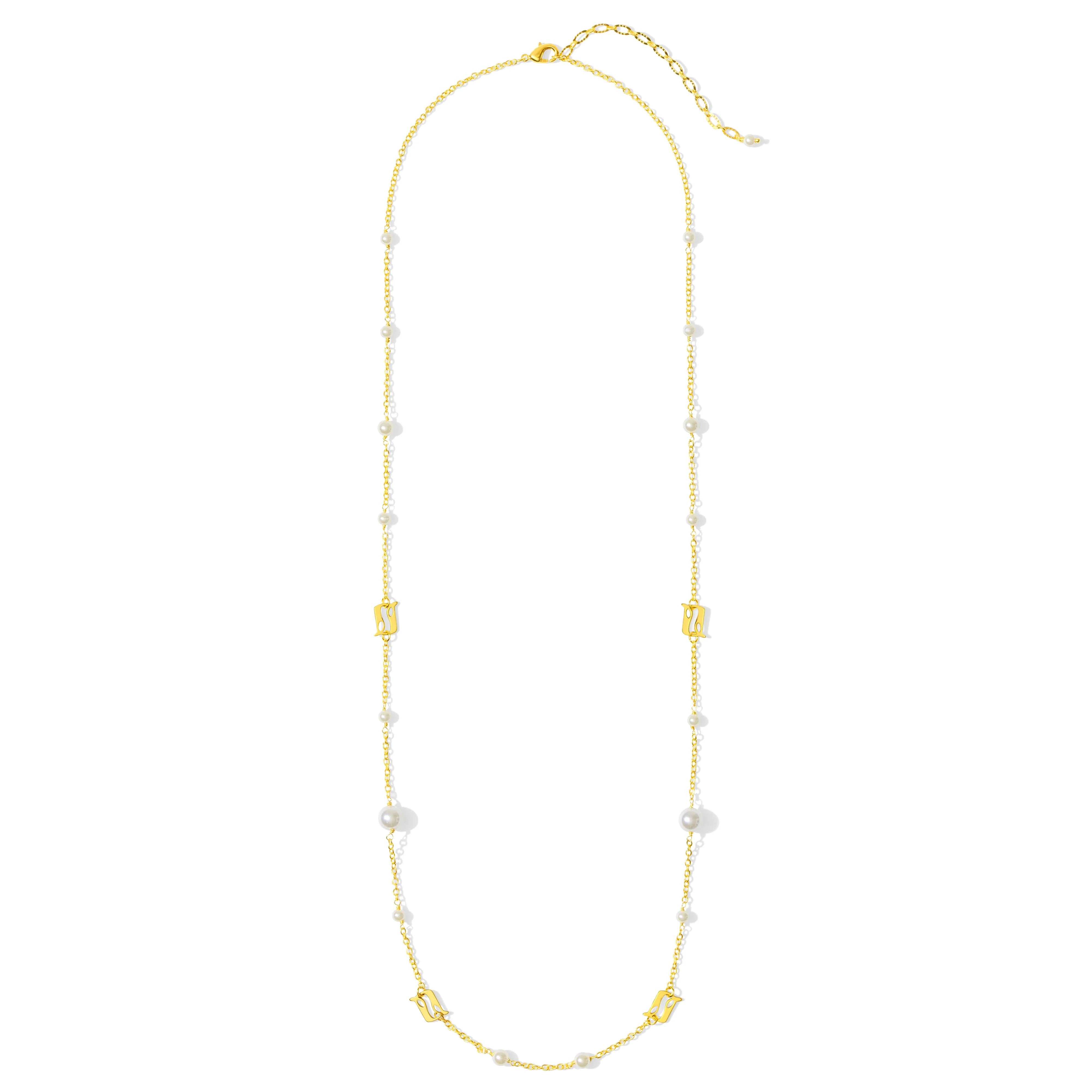 celestial constellation necklace silver Beginning Pearl Logo Long Necklace