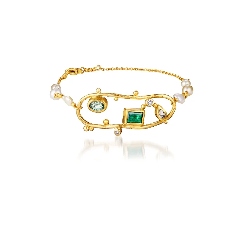 unique diamond eternity band Cloud 18K Gold Bracelet w. Diamonds, Pearls, Emeralds & Sapphires unique diamond eternity band Cloud 18K Gold Bracelet w. Diamonds, Pearls, Emeralds & Sapphires