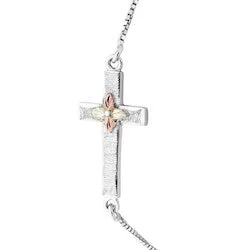 unique crystal bar necklace Black Hills Gold Silver Cross Bolo Bracelet