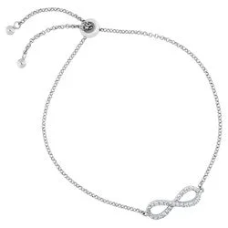 handmade macrame bracelet for men Silver Elegance-CZ Silver Infinity Bolo Bracelet
