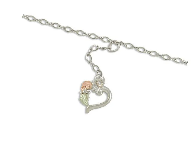delicate heart stud earrings Black Hills Gold Silver Heart Ankle Bracelet