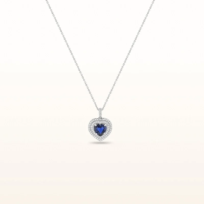 handmade beaded stretch bracelet Blue Sapphire and Diamond Double Halo Heart Pendant in 14kt White Gold handmade beaded stretch bracelet Blue Sapphire and Diamond Double Halo Heart Pendant in 14kt White Gold