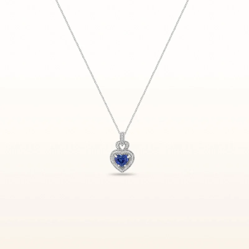 modern geometric drop earrings Blue Sapphire and Diamond Heart Pendant in 14kt White Gold modern geometric drop earrings Blue Sapphire and Diamond Heart Pendant in 14kt White Gold