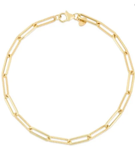 celestial moon and star bracelet Bremer Jewelry 7.5 inch Paperclip Bracelet in 14K Yellow Gold celestial moon and star bracelet Bremer Jewelry 7.5 inch Paperclip Bracelet in 14K Yellow Gold