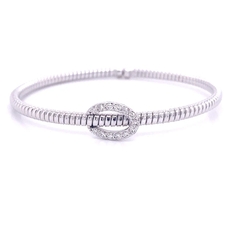 diamond halo pendant necklace Bangle Diamond Bracelet in 18K White Gold (0.30ctw)