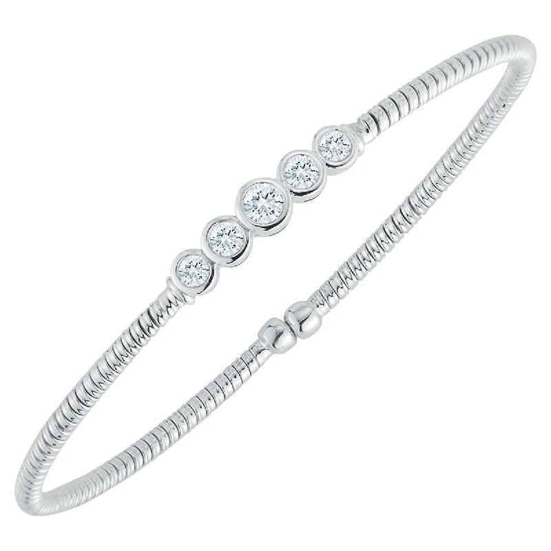 minimalist disc pendant necklace Bangle Diamond Bracelet in 18K White Gold (0.50ctw) minimalist disc pendant necklace Bangle Diamond Bracelet in 18K White Gold (0.50ctw)
