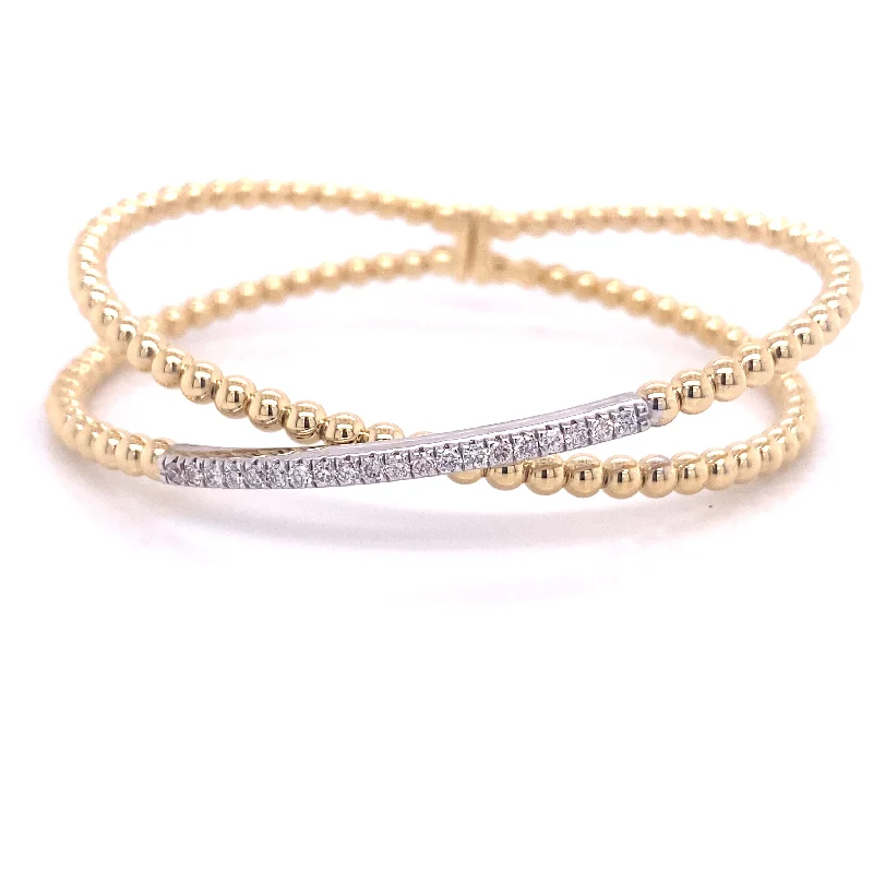 sterling silver infinity loop ring Bangle Diamond Bracelet in 18K White/Yellow Gold (0.35ctw)