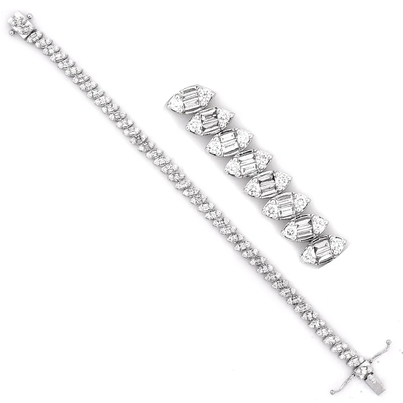 simple snake chain necklace Bremer Jewelry Tennis Diamond Bracelet in 14K White Gold (3.20ctw)