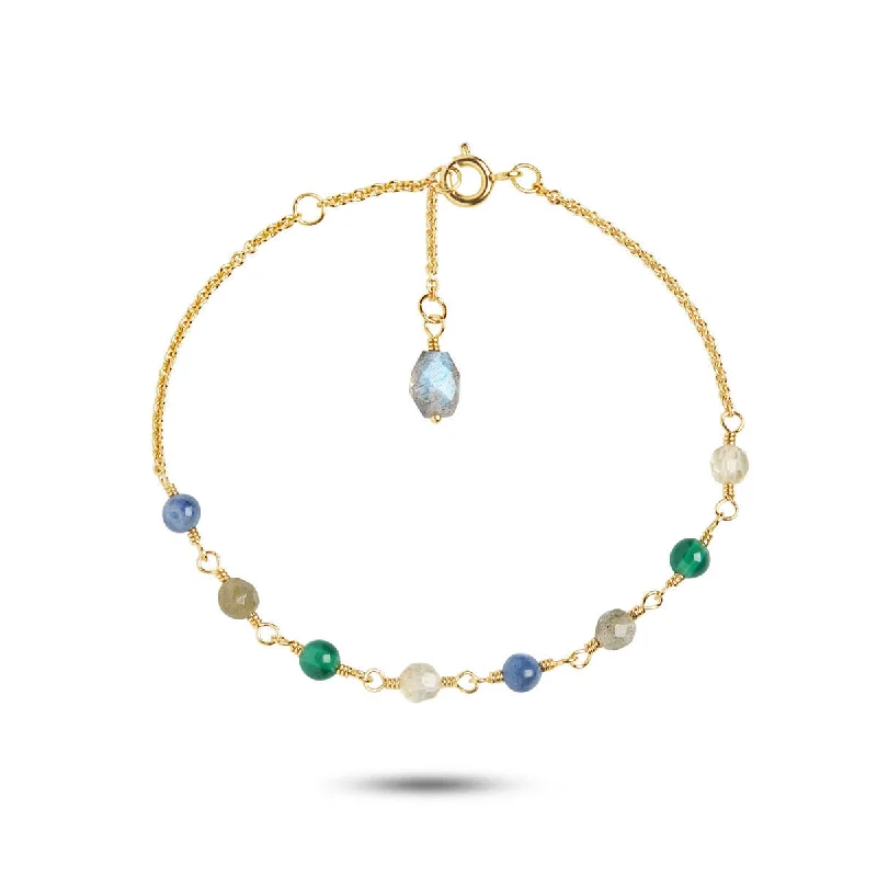 vintage gold engagement ring Gem Candy Confidence 18K Gold Plated Bracelet w. Kyanite, Laboradorite, Agate & Citrin vintage gold engagement ring Gem Candy Confidence 18K Gold Plated Bracelet w. Kyanite, Laboradorite, Agate & Citrin