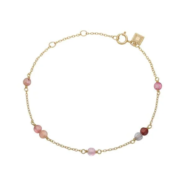personalized engraved locket 18K Gold Plated Bracelet w. Spinel