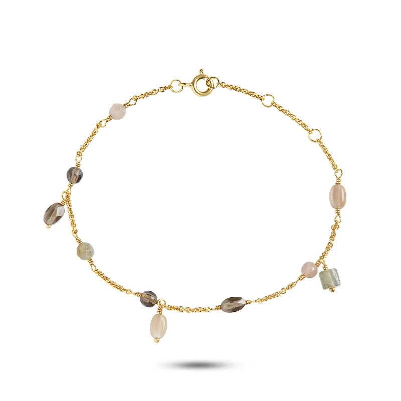 natural garnet gemstone ring Limited Edition Grey, Brown & Pink 18K Gold Plated Bracelet natural garnet gemstone ring Limited Edition Grey, Brown & Pink 18K Gold Plated Bracelet