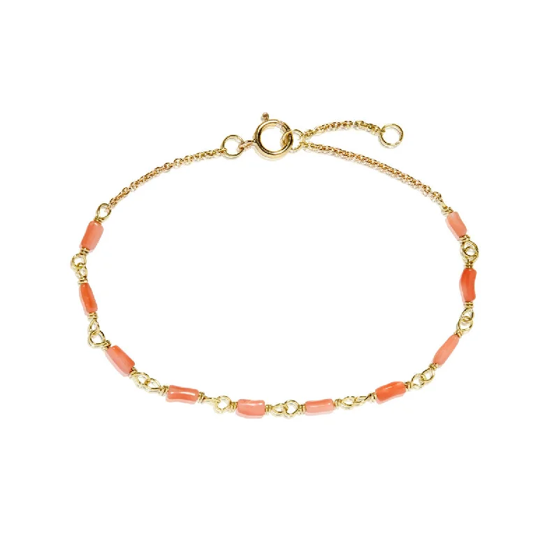 luxury diamond anniversary band Red 18K Gold Bracelet w. Coral