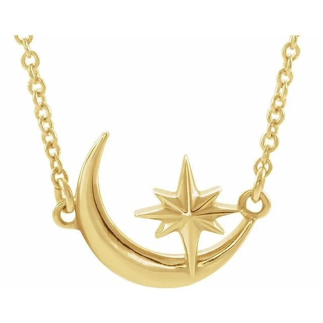 unique promise ring for girlfriend Crescent Moon & Star Pendant Necklace