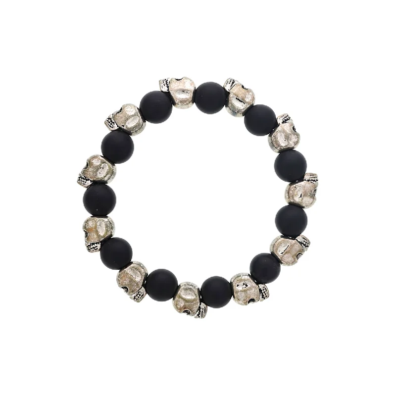 natural crystal pendant necklace Dee Berkley Black Agate and Skull Mens Beaded Bracelet natural crystal pendant necklace Dee Berkley Black Agate and Skull Mens Beaded Bracelet