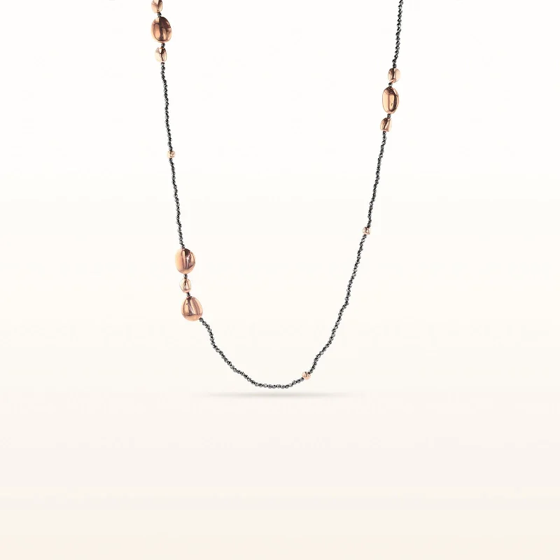 vintage gold engagement ring Diamond Cut Blackened Sterling Silver Beaded Necklace with Rose Gold Plated Accents vintage gold engagement ring Diamond Cut Blackened Sterling Silver Beaded Necklace with Rose Gold Plated Accents