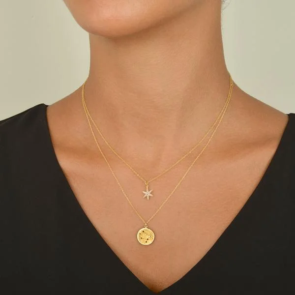 rose gold initial pendant necklace Diamond Pave Star Necklace