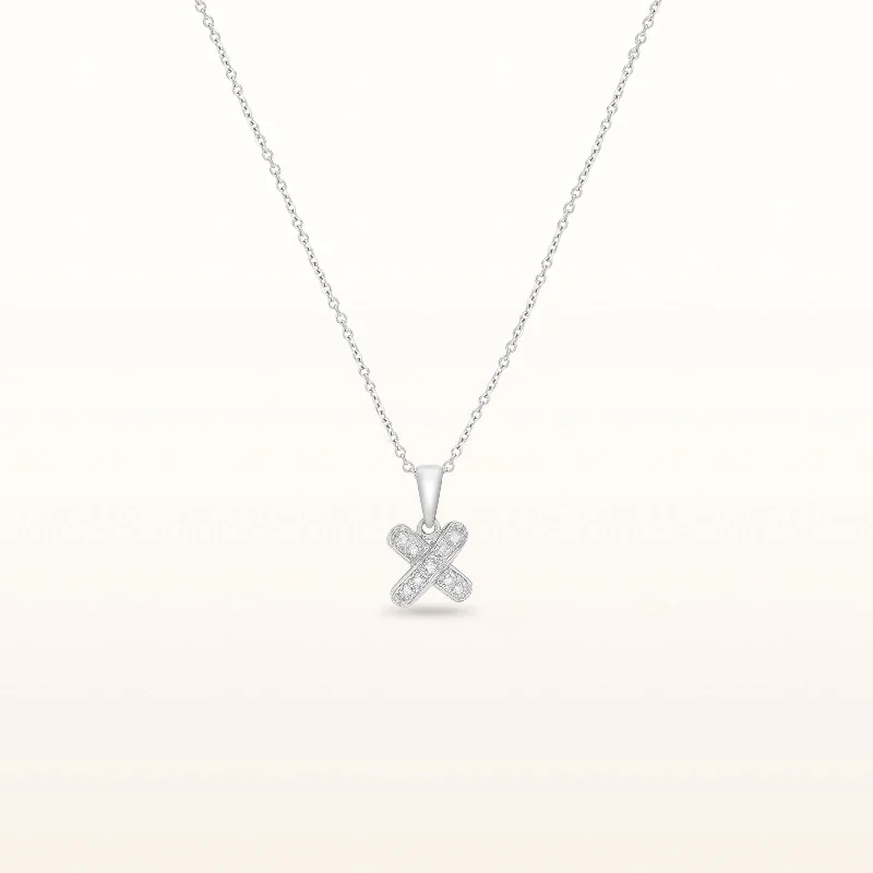 infinity knot wedding band Diamond "X" Pendant in 14kt White Gold