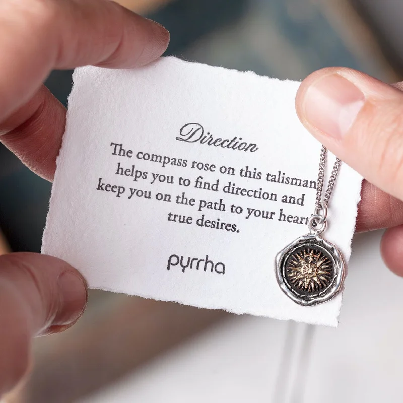 personalized engraved signet ring Direction 14k Gold On Silver Talisman