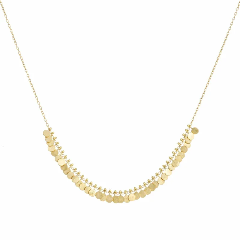 minimalist disc pendant necklace Yellow Gold Tiny Dots Arc Necklace